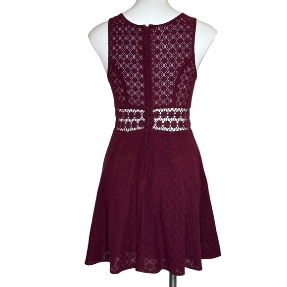 Free People burgundy skater dress with cutouts 8 - Picture 3 of 7